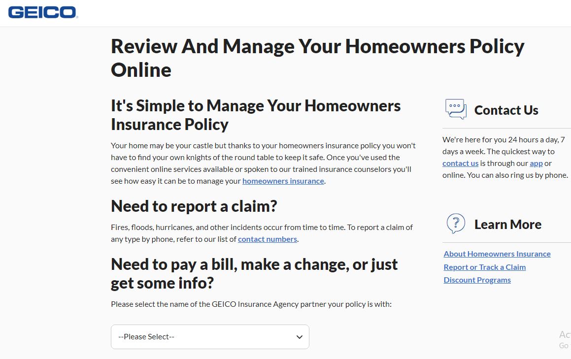 Geico Home Insurance Login - How to Manage Your Homeowners Policy 